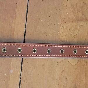 Brown Leather Belt with Gold Eyelets